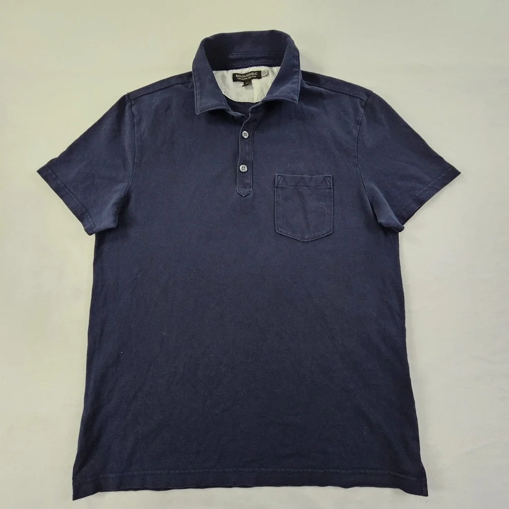 Banana Republic Blue Short Sleeve Performance Pique Polo Shirt Men's M